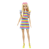 Кукла Barbie Fashionistas с брекетами в полосатом платье (HPF73)