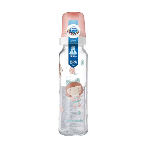 Пляшечка для годування скляна Canpol Babies рожева, 240 мл (42/201)