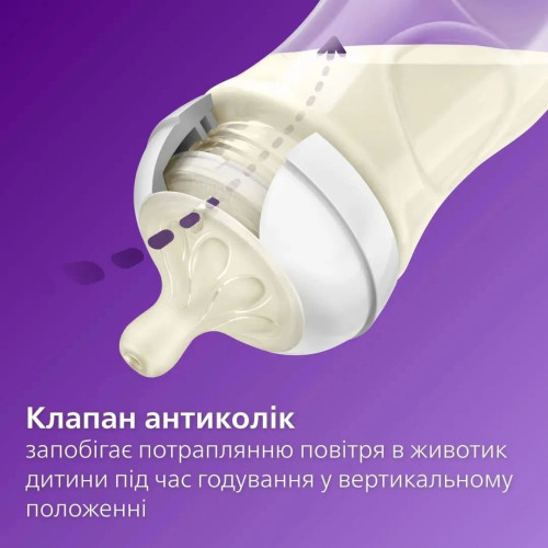 Пляшечка для годування Philips Avent Natural 260 мл (SCY903/01) + соска Анти-Колік (SCY964/02) (від 3 міс., 2 шт.) — 16359
