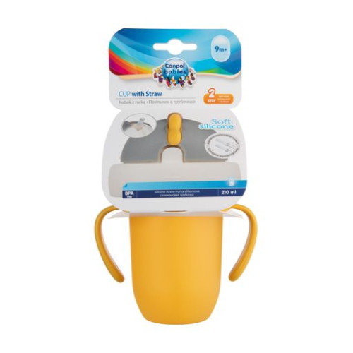 Кружка Canpol babies Matte Pastels з силіконовою трубочкою 210 мл (56/522_yel) — 10115