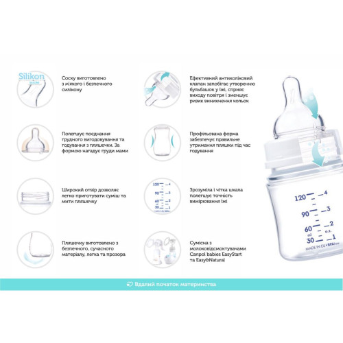 Пляшечка для годування Canpol babies Easystart з широким отвором, антиколікова 240 мл (35/217_pin)