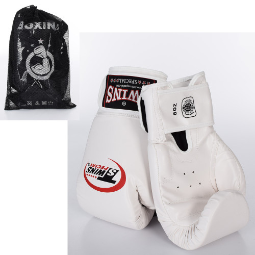 Боксерські рукавички 8OZ, білі в сітці MS 3529-1