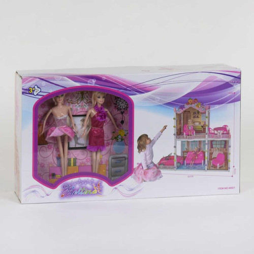 Дитячий ляльковий будиночок 66921,  2 поверхи, 2 ляльки