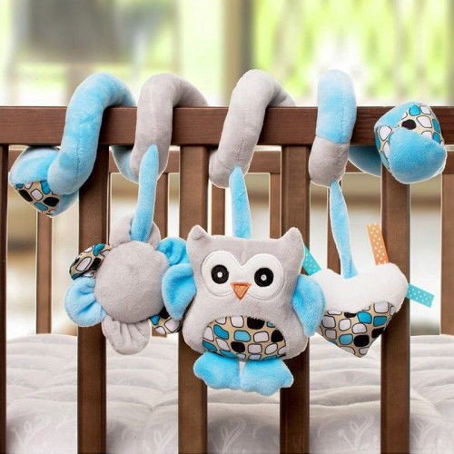 Спіральна м'яка іграшка 4baby "Сова" 0м+ блакитний (OWL OB07) — 22764