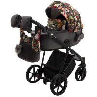Коляска 2в1 Adamex Porto Flowers-PR-1 Графит