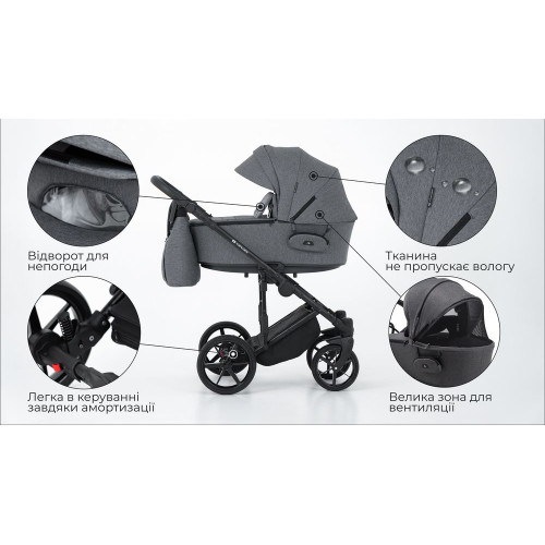 Коляска 2в1 Adamex Porto Light ECO SA-1 Белый — 4740 Коляска 2в1 Adamex Porto Light ECO SA-1 Белый — 4740