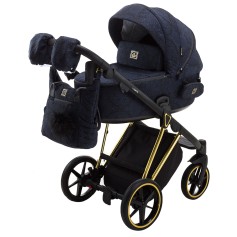 Коляска 2в1 Adamex Porto Special Edition Gold TK-605 Темно-синій (вензелі)