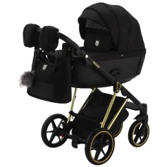 Коляска 2в1 Adamex Belissa Special Edidion Gold PS-569 Чорний (перфорація)