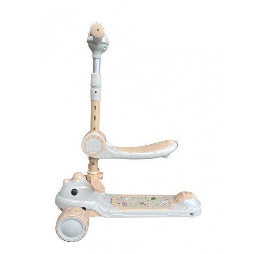 Детский трехколесный самокат с сиденьем 2в1 616 Dino beige — 23420 Детский трехколесный самокат с сиденьем 2в1 616 Dino beige — 23420