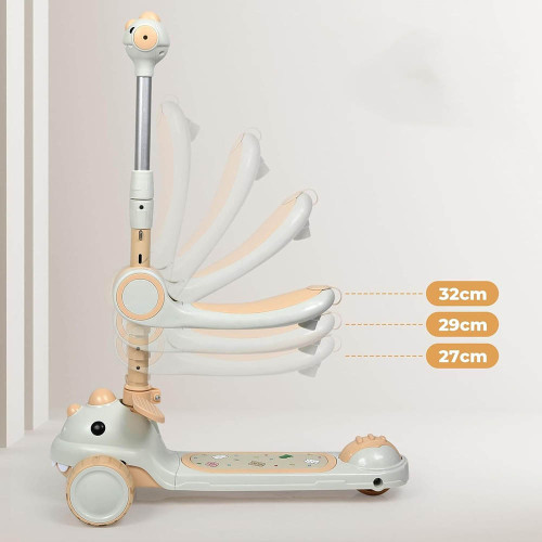 Детский трехколесный самокат с сиденьем 2в1 616 Dino beige — 23420 Детский трехколесный самокат с сиденьем 2в1 616 Dino beige — 23420