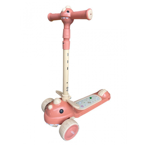 Дитячий триколісний самокат з сидінням 2в1 616 Dino	pink (C616D21P) — 23427