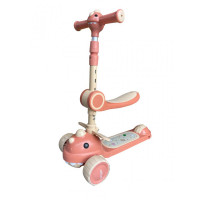 Дитячий триколісний самокат з сидінням 2в1 616 Dino	pink (C616D21P)