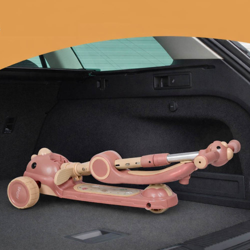 Дитячий триколісний самокат з сидінням 2в1 616 Dino	pink (C616D21P) — 23427