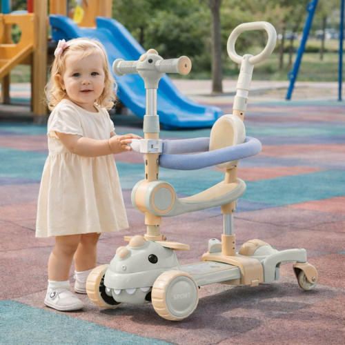 Детский трехколесный самокат с сиденьем 5в1 616 Dino beige (C616D51B) — 23451 Детский трехколесный самокат с сиденьем 5в1 616 Dino beige (C616D51B) — 23451