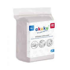 Ватні дитячі диски Akuku Soft Baby Cotton Pads 9х11 см, 60 шт (A0003)