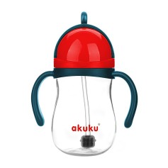 Пляшка для води з трубочкою та грузиком Akuku 280 мл, 9м+ синьо-червона (A0164)