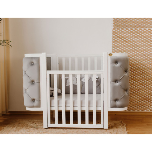 Детская кроватка Angelo Luna серый с пуговицами