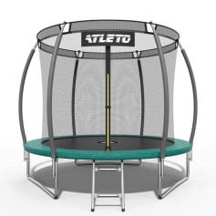 Батут дитячий 252 см з внутрішньою сіткою та драбиною Atleto зелений