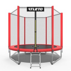 Батут дитячий з сіткою та драбиною 183 см Atleto червоний