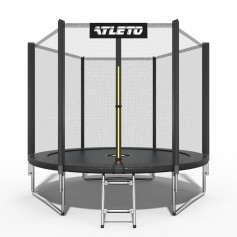 Батут дитячий з сіткою та драбиною 183 см Atleto чорний