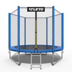 Батут дитячий з сіткою та драбиною 183 см Atleto синій