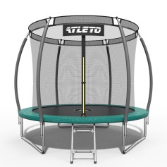 Батут дитячий 312 см з внутрішньою сіткою та драбиною Atleto зелений