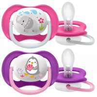 Пустышка для девочки Philips Avent Ultra Air Animal, 6-18 месяцев, 2 шт. (SCF080/08)