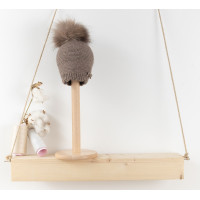 Дитяча в'язана шапка Baby Mio з хутром коричнева (3002)