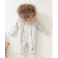 Детский хутряной комбинезон серый Baby Mio с двойной застежкой (7058)