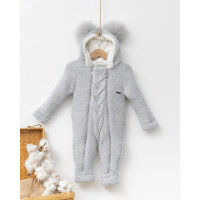 Детский комбинезон серый Baby Mio с двойной застежкой (7042)