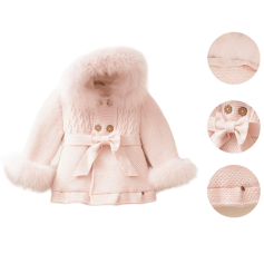 Детский теплый кардиган Baby Mio с мехом розовый (5005)