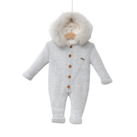 Дитячий теплий комбінезон Baby Mio з хутром сірий (7045)