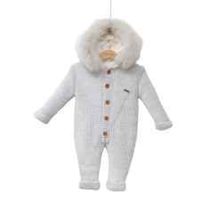Дитячий теплий комбінезон Baby Mio з хутром сірий (7045)