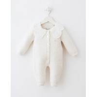 Дитячий теплий комбінезон Baby Mio з мереживним комірцем білий (7064)