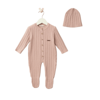 Детский теплый комбинезон Baby Mio с шапочкой розовый (4047)