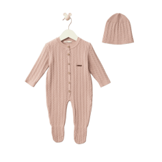 Дитячий теплий комбінезон Baby Mio з шапочкою рожевий (4047)
