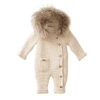 Дитячий теплий комбінезон бежевий Baby Mio з кишенею (7055)