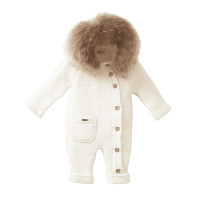 Дитячий теплий комбінезон білий Baby Mio з кишенею (7055)
