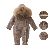 Детский теплый комбинезон коричневый Baby Mio с карманом (7055)