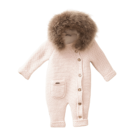 Детский теплый комбинезон розовый Baby Mio с карманом (7055)