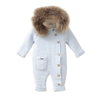 Дитячий теплий комбінезон синій Baby Mio з кишенею (7055)
