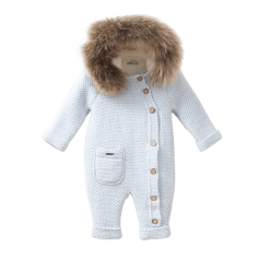 Дитячий теплий комбінезон синій Baby Mio з кишенею (7055)