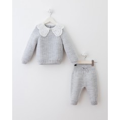 Дитячий теплий комплект Baby Mio з комірцем сірий (6014)