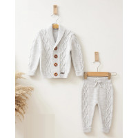 Детский утепленный комплект серый Baby Mio кофта + брюки (6007)
