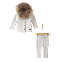 Дитячий утеплений комплект з натуральним хутром Baby Mio сірий (6005)