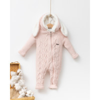 Детский вязаный комбинезон Baby Mio 7040 розовый