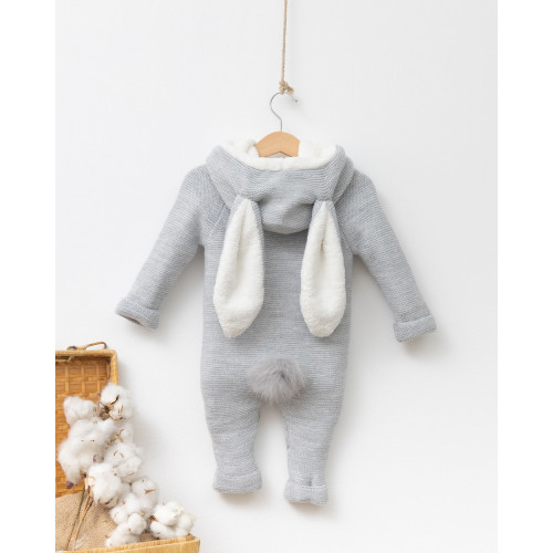 Детский вязаный комбинезон Baby Mio 7040 серый — 12123 Детский вязаный комбинезон Baby Mio 7040 серый — 12123