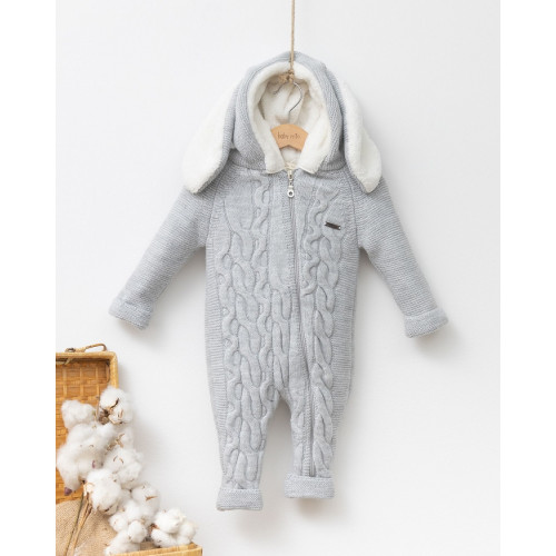 Дитячий в'язаний комбінезон Baby Mio 7040 сірий