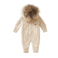Детский вязаный комбинезон Baby Mio с мехом бежевый (7056)