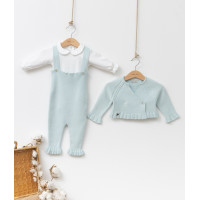 Детский вязаный комплект Baby Mio бирюзовый (4038)